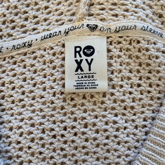 Roxy Women's Tan Sheer Open Knit Long Sleeve Sweater - Picture 7 of 8